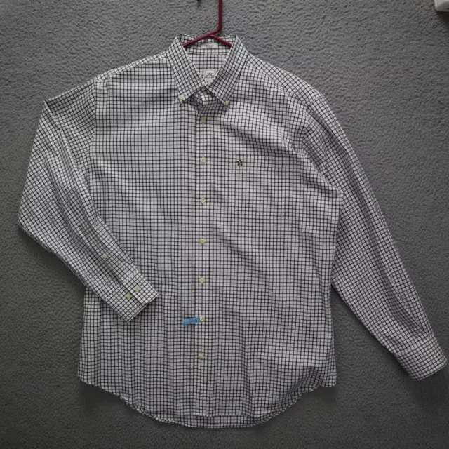 Peter Millar Button Down Shirt Mens Size Large White Check Nanoluxe Easycare