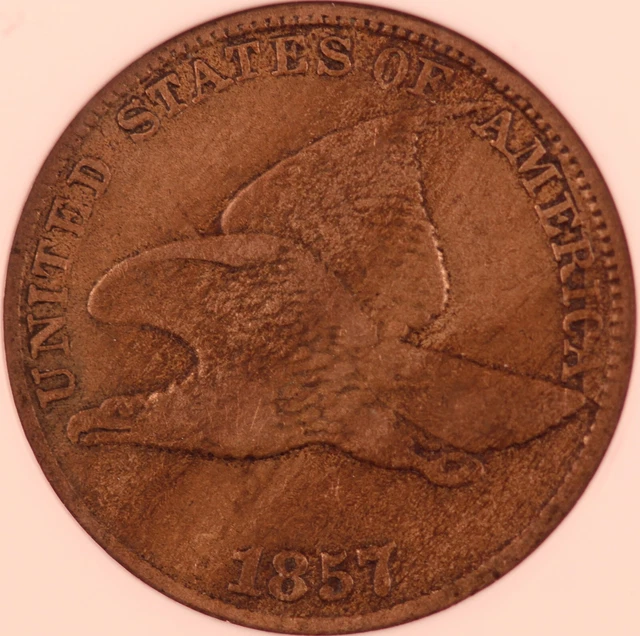 1857 1C Flying Eagle Cent NGC VF25 Eagle Eye Clashed With 50C S-9