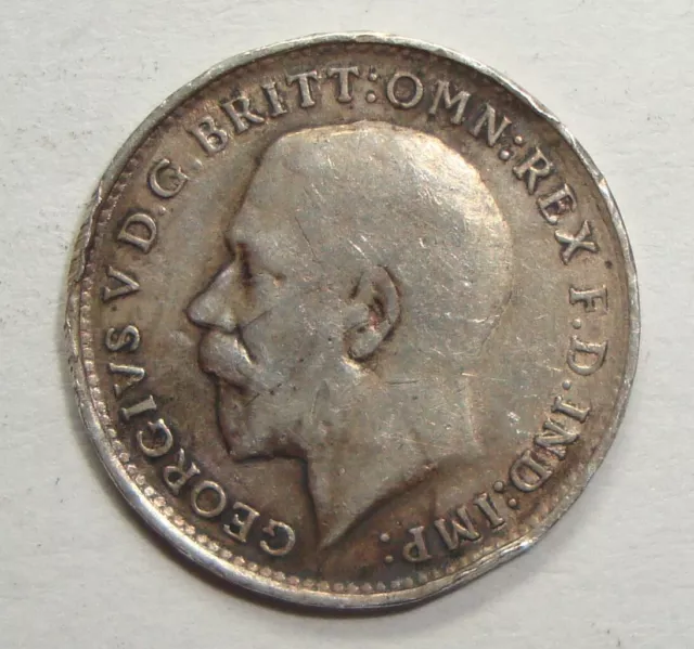 1920 Great Britain Three 3 Pence George V Silver World Coin 2