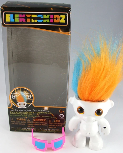 WOWWEE ELEKTROKIDZ ORANGE Blue WHITE Dancing Hair TROLL With