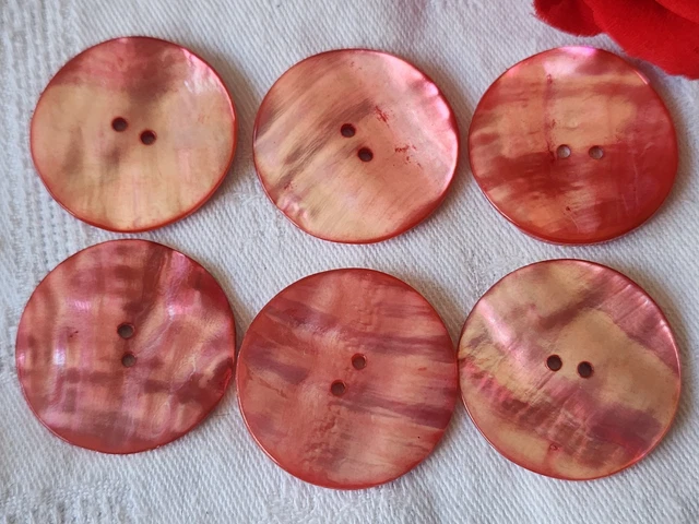 Lot De 18 Boutons Vintage En Nacre Rose Flashy - 4 Trous, 11mm, Ref 1978