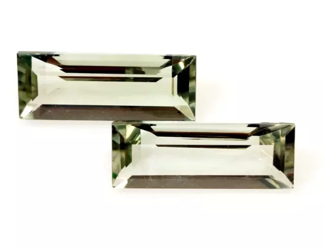 1x Prasiolite - Vert Baguette à Facettes 18x7x5mm 5,80 -6,10ct. (2199)