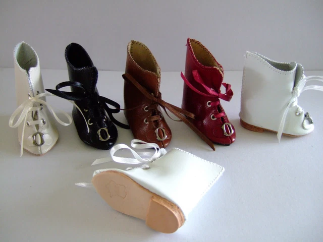 CHAUSSURES en CUIR T7 (6 cm) pour/de POUPEE - LEATHER DOLL SHOES - Bottines