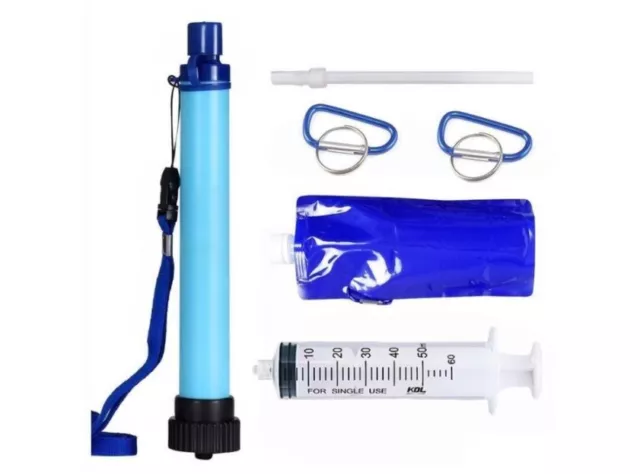 Kit Purificateur d'eau extérieur avec filtre à charbon Survie Camping Randonnée