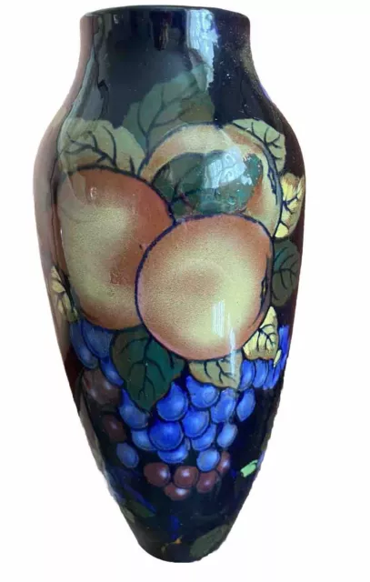 Royal Stanley Ware England Jacobean Fruit Floral Ceramic Vase Art Deco 1930s