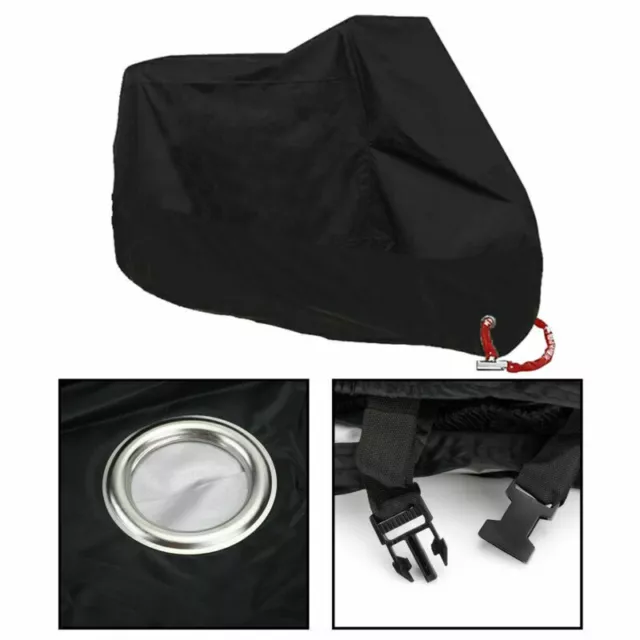 3XL Housse Bâche de Moto Couverture Etanche Respirable UV Pluie Protection/Noir