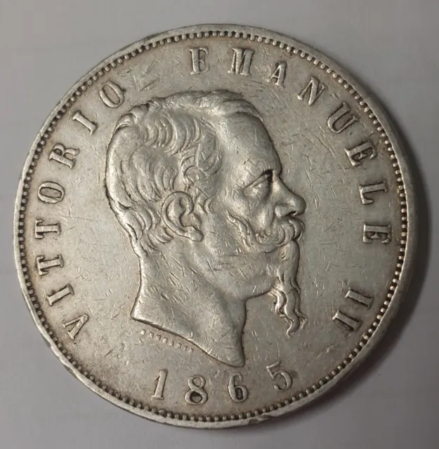 5 lire 1865 Napoli rara Vittorio Emanuele lI
