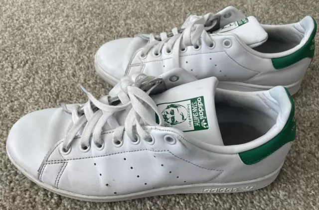 Adidas Shoes Mens 8 1/2 Stan Smith Sneakers White Green Leather Lace Up Low Top