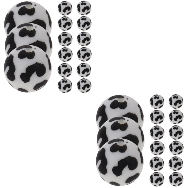 30 Pcs Silicone Beads Silicone Bead Set Bracelets Beaded Leopard Keychain Crafts