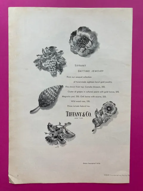 publicité Tiffany & Co. 1960 joaillerie vintage 60s sixties bijoux New York