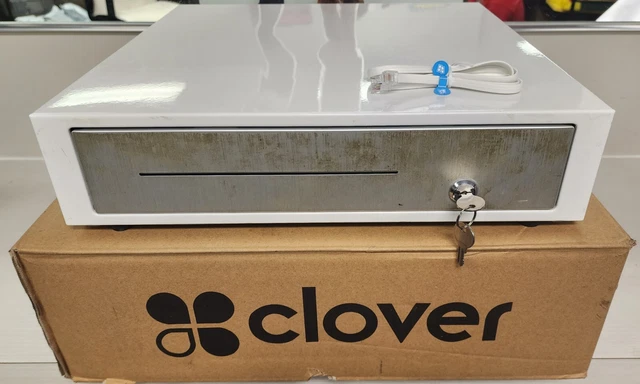 Clover D100 Cash Drawer + Keys + Till + Data / Connectivity Cord Tested