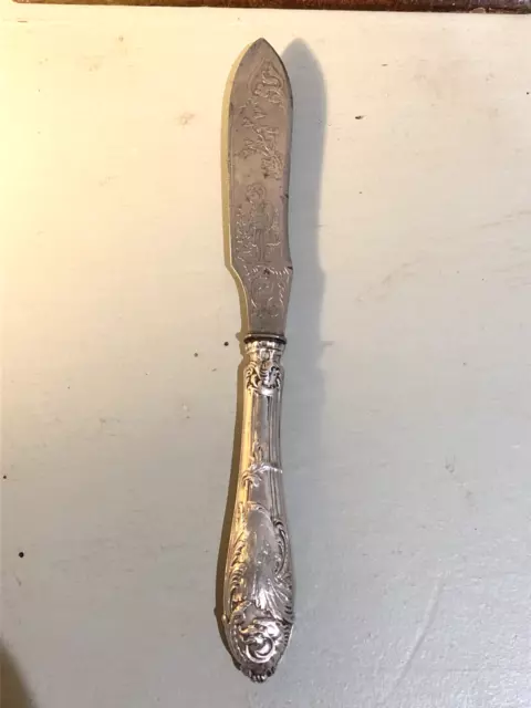 Couteau à Beurre, beau décor - Argent poinçon minerve - Art Nouveau