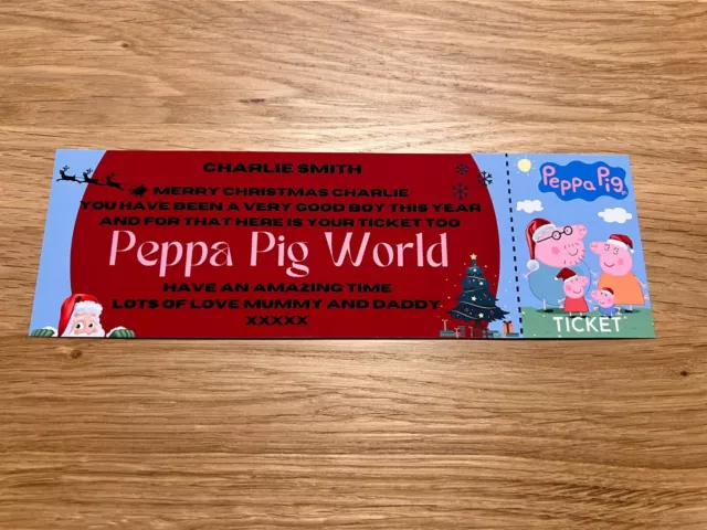 Peppa Pig World Ticket, Surprise Peppa Pig Ticket, Christmas Birthday