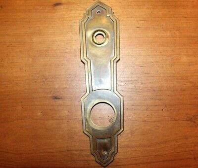 Antique Art Deco Brass Bronze Entry Cylinder Doorknob Plate Escutcheon S-100