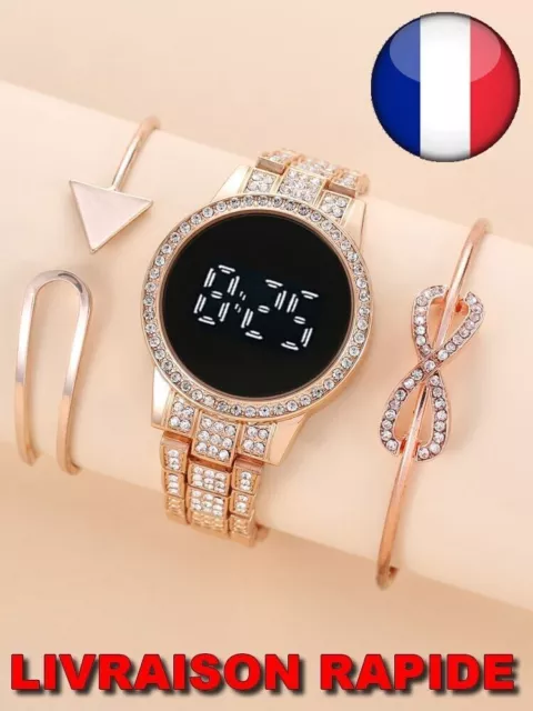 Reloj electrónico LED para mujer con diamantes de imitación y pulsera...