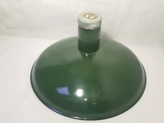 Vintage Green Porcelain Enamel Light Shade Barn Gas Station Fixture Westinghouse