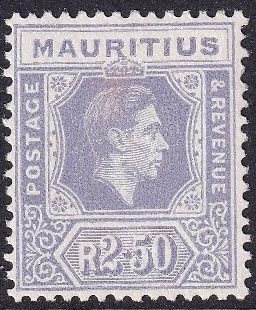 Mauritius 1942 KGVI. 2.50R. Pale Violet, ordinary paper. Mint. SG 261b., CV £42