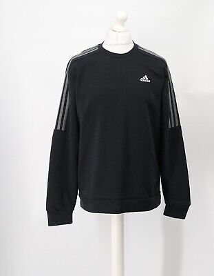 Adidas Originals Mens Black Grey Crew Sweatshirt Rrp £50 U.a