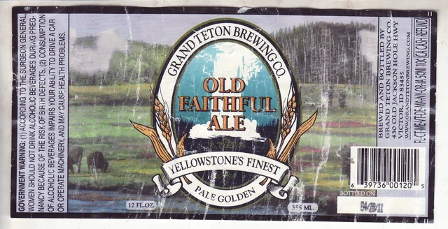 YELLOWSTONE'S FINEST PALE GOLDEN BEER BOTTLE LABEL Grand Teton Brewing Co.