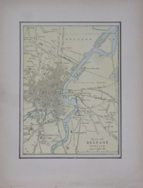 Original 1897 Street Map BELFAST Northern Ireland Railways Flax Mills Tramway