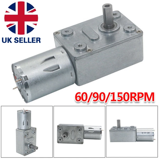 12V 0.6-120RPM Reversible High Torque Turbo Worm Geared Motor DC Motor UK