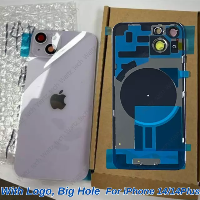 For iPhone 14 14 Plus Back Cover Glass Big Cam Hole with Small Parts Replacement