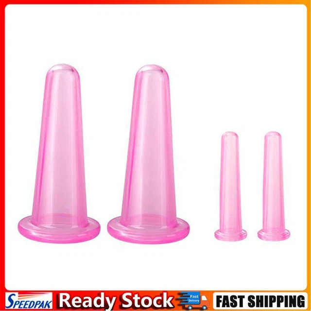 4Pcs Beauty Health Anti Cellulite Suction Cans for Body Neck Face (Pink)