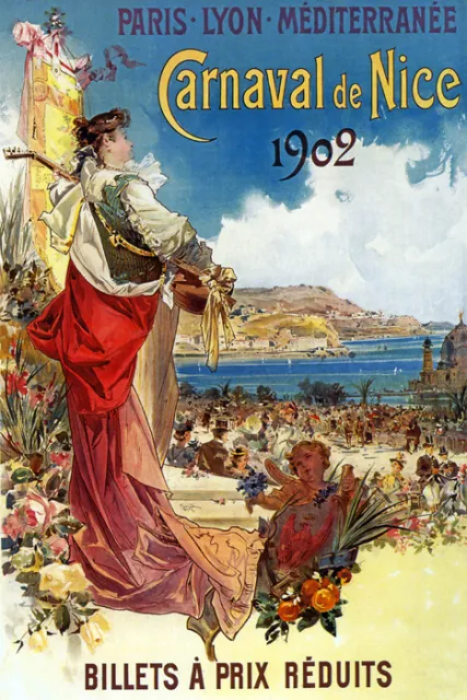 1902 Carnival De Nice Street Party Mediterranean French Vintage Poster Repro