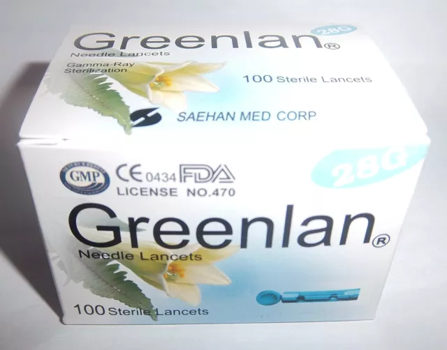 Ago Lancette Greenlan 28G Per Metro Glucolab