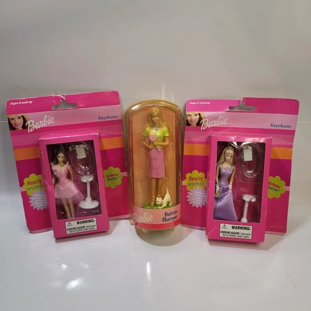 Basic Fun 2-Barbie Keychains Ballerina/Birthday Barbie And Barbie Fashion Stampe