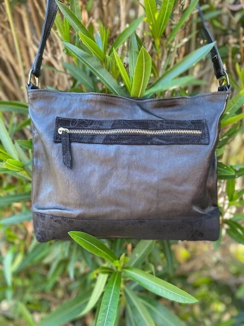 Sac à Main En Cuir De Daim Noir Vintage – Grand Format (35 X 27 X 13 Cm), Pochette Incluse, Fermeture Aimant Et Zip