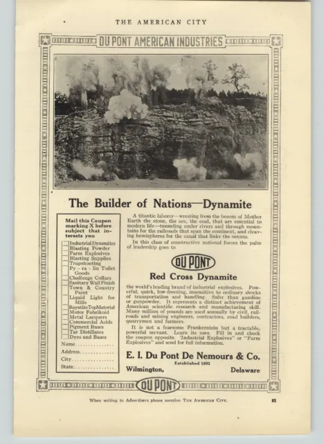 1918 PAPER AD Dupont Dynamite Red Cross Jaeger Concrete Mixer Buffalo Springfiel