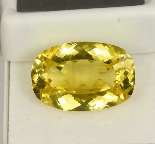 100% Natural Flawless Ceylon Yellow Sapphire 14.75 Ct Cushion Cut Loose Gemstone