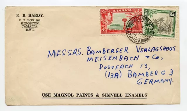 JAMAICA 1952 Commercial Air Mail Cover to Germany