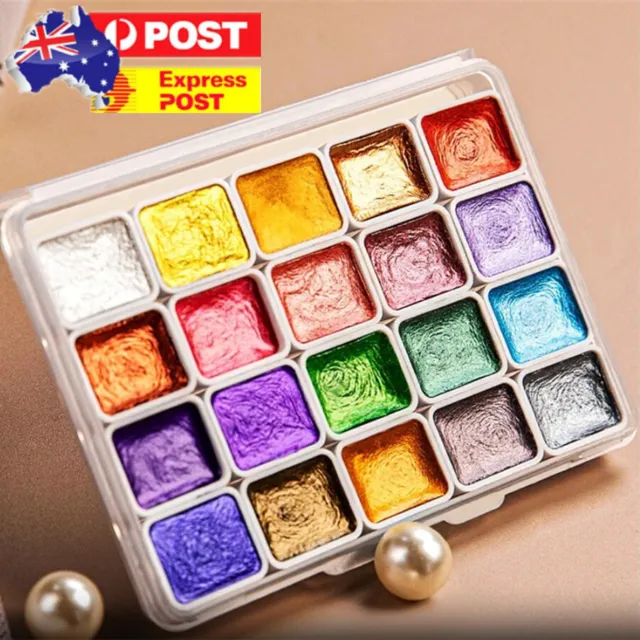 20 Colors Glitter Metallic Pearl Solid Water Color Paint Set Macaroon Watercolor