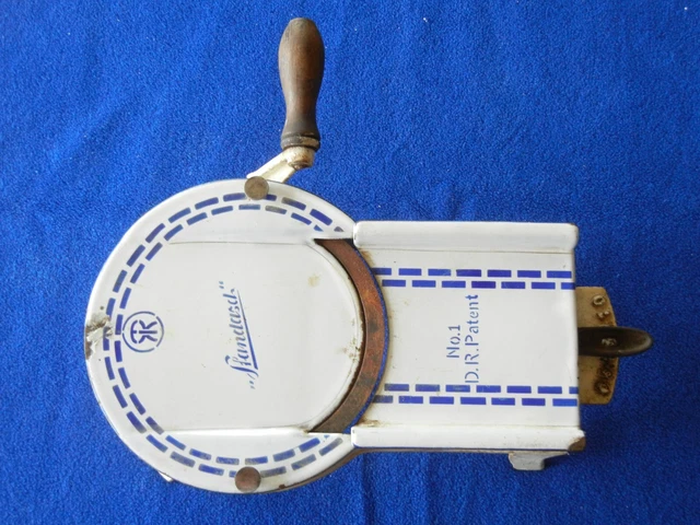 Antique Hand Crank Cast Iron Enameled Slicer - Germany Antique Hand Crank Cast Iron Enameled Slicer - Germany