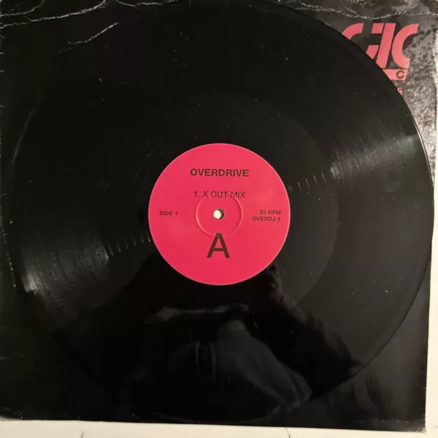 old school hardcore rave vinyl 12” Overdrive X out Mix Rare VG+/ G