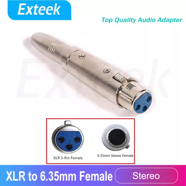 XLR FEMALE to STEREO TRS 6.35mm 1/4" Inch FEMALE - Audio Adapter