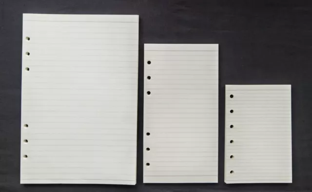 A5, A6, A7 Ruled Notepaper Refills for Six-ring Organiser / Notebook / Filofax 2