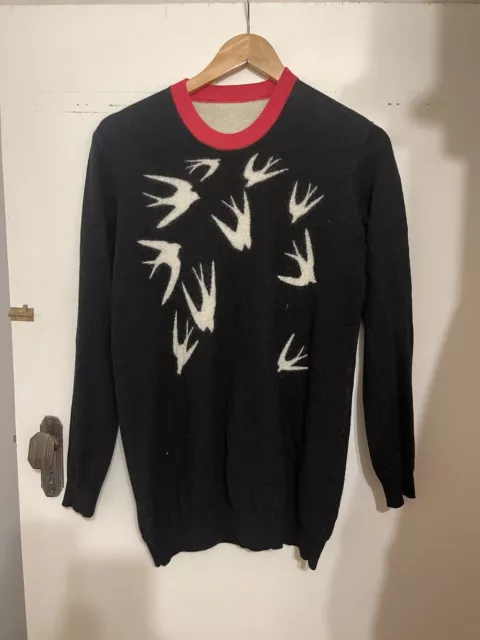 MCQ by Alexander McQueen Wool Knit Sweater Black/White/Pink Size XL
