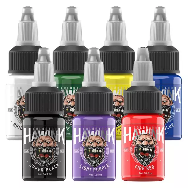 HAWINK Tattoo Ink Set 0.5oz (15ml) Suministro para Kit 7 Botellas TI203-15-7