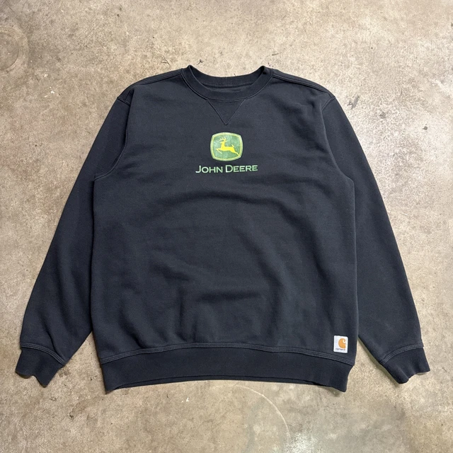 Felpa con cappuccio uomo John Deere grigio medio full zip sherpa