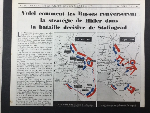 RARISSIME BATAILLE DE Stalingrad 1943 Carte du Front Russe Russie