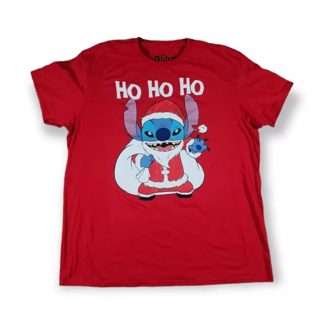 Disney Stitch Christmas Holiday Santa Graphic T-Shirt Men's XL