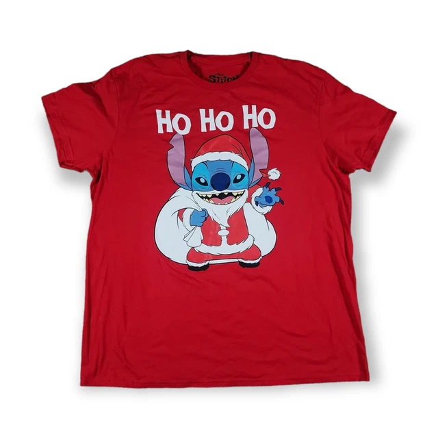 Disney Stitch Christmas Holiday Santa Graphic T-Shirt Men's XL