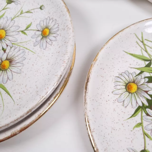 Kernewek Pottery Side Plates 16cm Daisy Floral Pattern Cornwall Vintage Set of 6 3