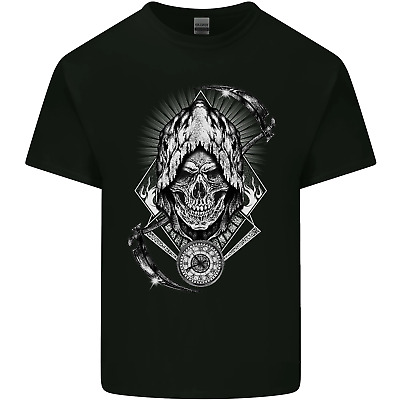 GRIM Reaper tempo Biker Teschio Rock Da Uomo Cotone T-Shirt Tee Top