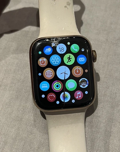 APPLE WATCH SERIES 5 GPS 44mm Stainless Steel Gold CRACKED SCREEN