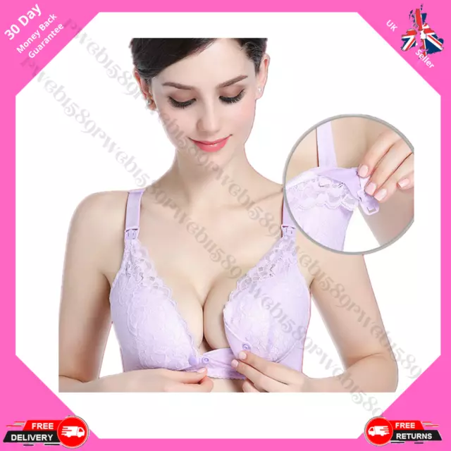 Maternity Nursing Breast Feeding Lace Cotton Bra 34B 34C 36B 36C Pale Purple