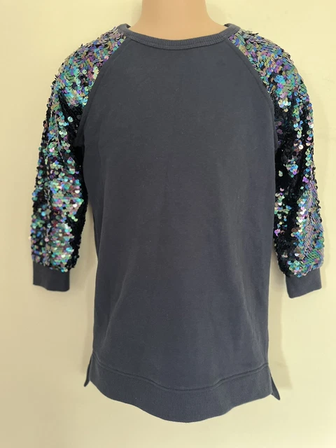 BNWT Next Age 4 blue sequin swearshirt dress navy casual Girls Comfy Nursery